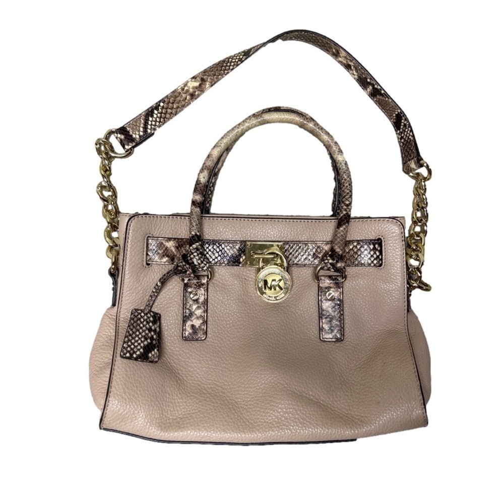 Michael Kors Hamilton cream hand /shoulder bag chain purse, MK lock & dust bag